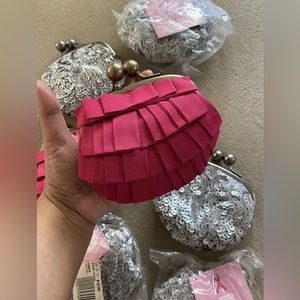 Vera Wang Lot Of 7 Coin Accessory Purses Pink Silver Brand New With Tags!